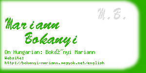 mariann bokanyi business card